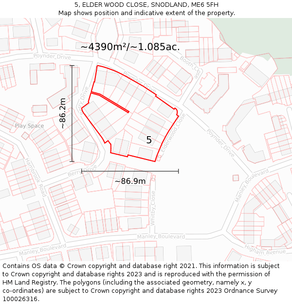 5, ELDER WOOD CLOSE, SNODLAND, ME6 5FH: Plot and title map
