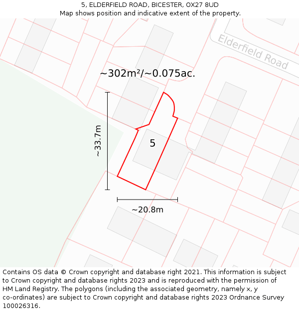 5, ELDERFIELD ROAD, BICESTER, OX27 8UD: Plot and title map
