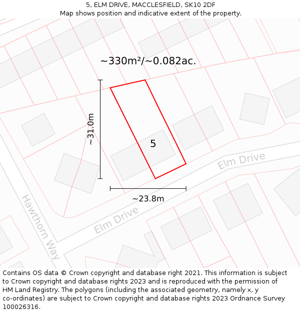 5, ELM DRIVE, MACCLESFIELD, SK10 2DF: Plot and title map