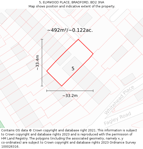 5, ELMWOOD PLACE, BRADFORD, BD2 3NA: Plot and title map