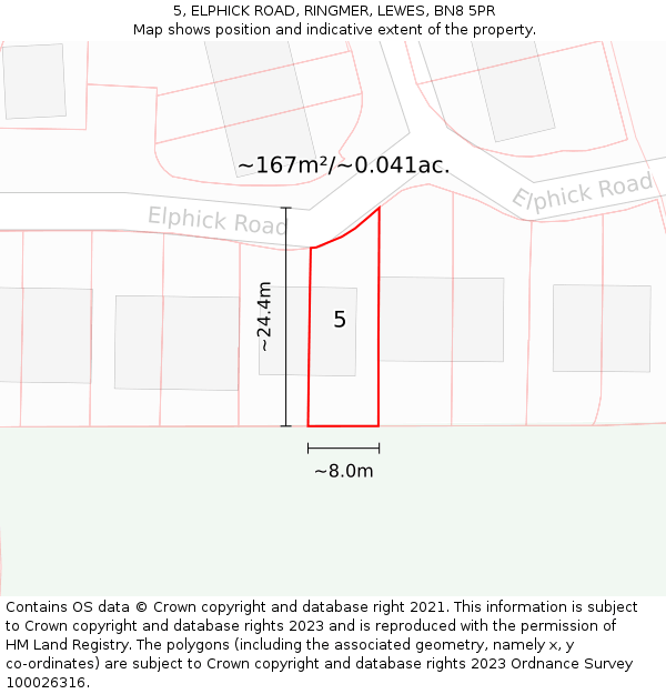 5, ELPHICK ROAD, RINGMER, LEWES, BN8 5PR: Plot and title map
