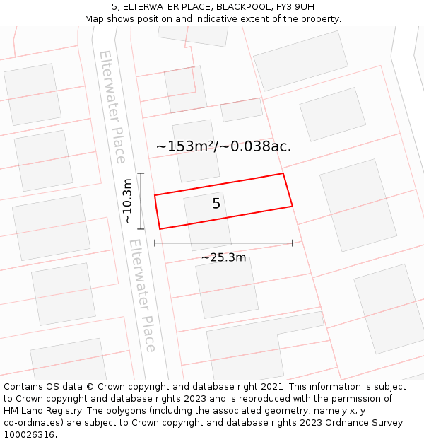 5, ELTERWATER PLACE, BLACKPOOL, FY3 9UH: Plot and title map