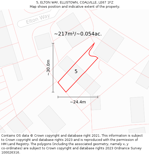 5, ELTON WAY, ELLISTOWN, COALVILLE, LE67 1FZ: Plot and title map