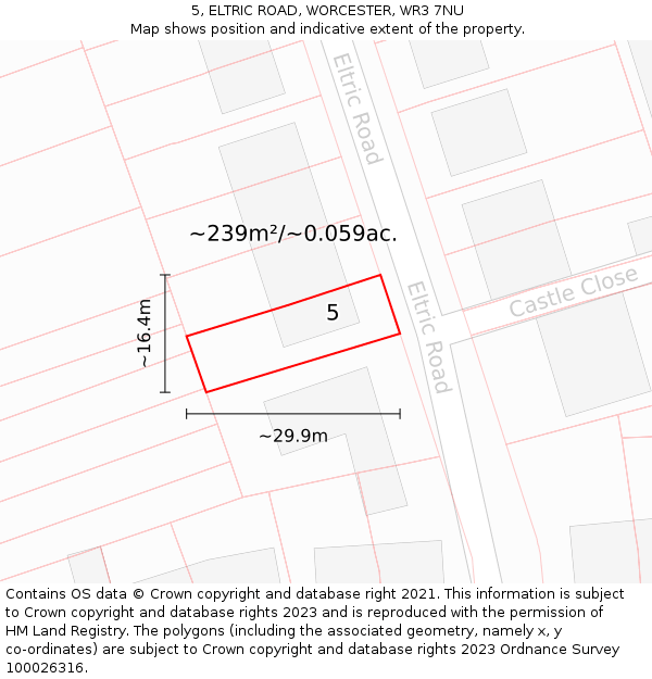 5, ELTRIC ROAD, WORCESTER, WR3 7NU: Plot and title map