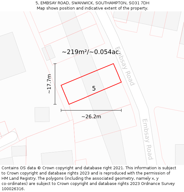 5, EMBSAY ROAD, SWANWICK, SOUTHAMPTON, SO31 7DH: Plot and title map