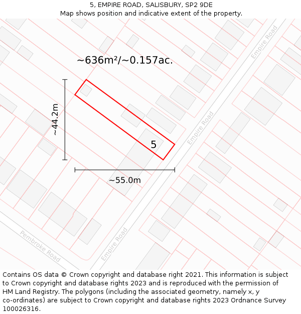 5, EMPIRE ROAD, SALISBURY, SP2 9DE: Plot and title map