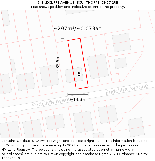5, ENDCLIFFE AVENUE, SCUNTHORPE, DN17 2RB: Plot and title map