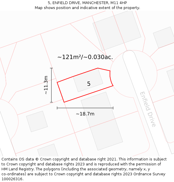 5, ENFIELD DRIVE, MANCHESTER, M11 4HP: Plot and title map