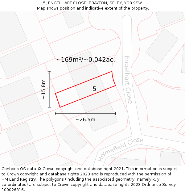 5, ENGELHART CLOSE, BRAYTON, SELBY, YO8 9SW: Plot and title map