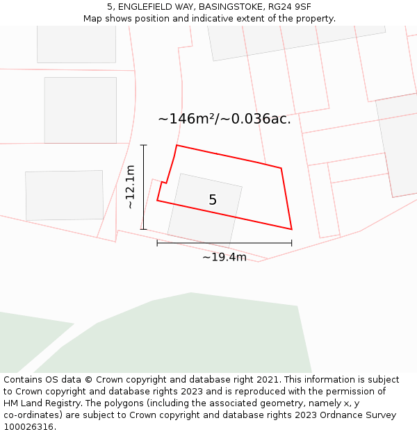 5, ENGLEFIELD WAY, BASINGSTOKE, RG24 9SF: Plot and title map