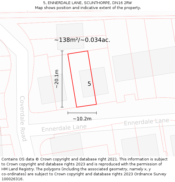 5, ENNERDALE LANE, SCUNTHORPE, DN16 2RW: Plot and title map