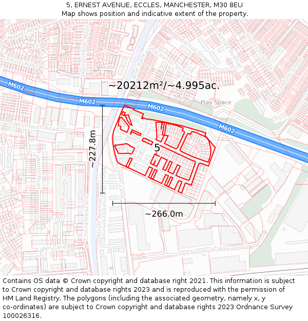 5, ERNEST AVENUE, ECCLES, MANCHESTER, M30 8EU: Plot and title map
