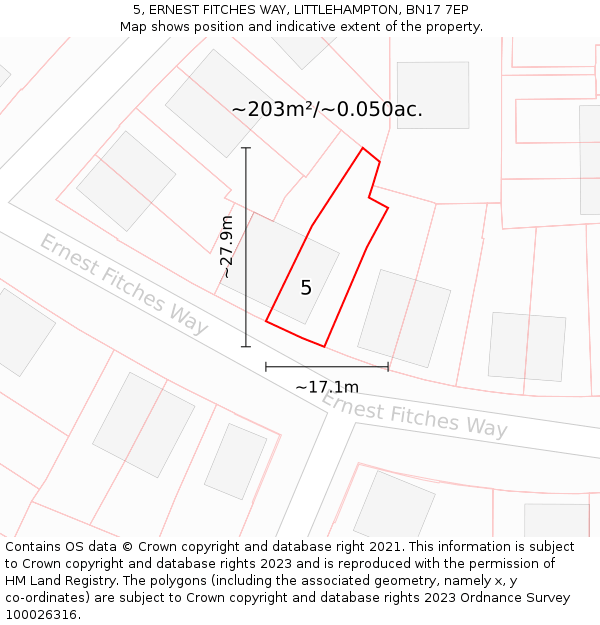 5, ERNEST FITCHES WAY, LITTLEHAMPTON, BN17 7EP: Plot and title map