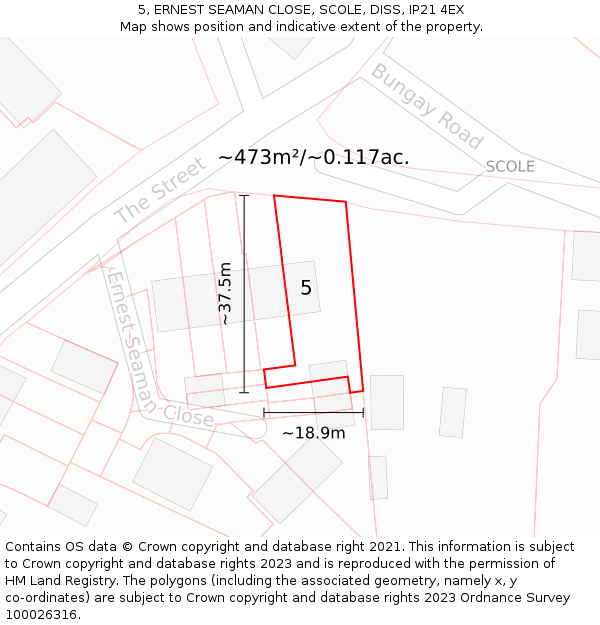 5, ERNEST SEAMAN CLOSE, SCOLE, DISS, IP21 4EX: Plot and title map