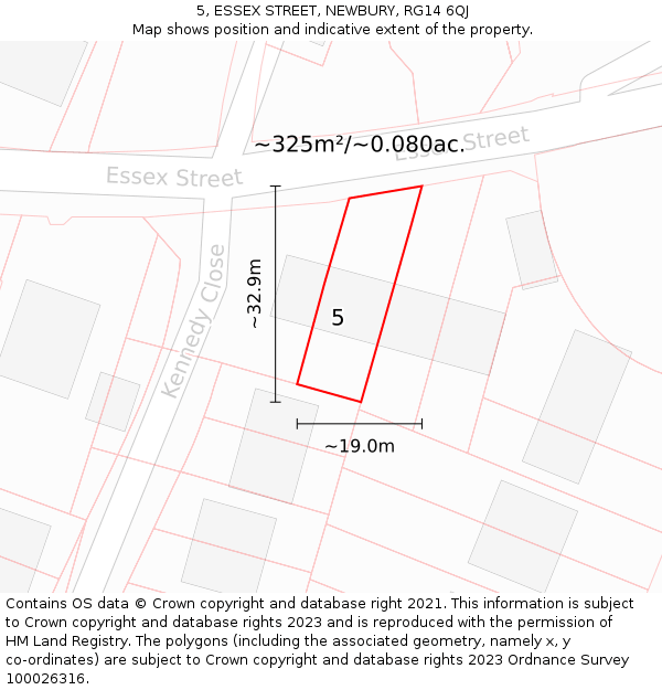 5, ESSEX STREET, NEWBURY, RG14 6QJ: Plot and title map