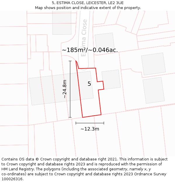 5, ESTIMA CLOSE, LEICESTER, LE2 3UE: Plot and title map