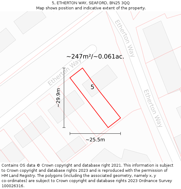 5, ETHERTON WAY, SEAFORD, BN25 3QQ: Plot and title map