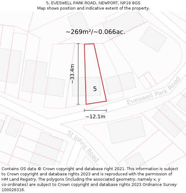 5, EVESWELL PARK ROAD, NEWPORT, NP19 8GS: Plot and title map