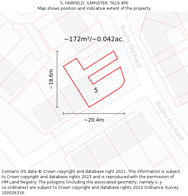 5, FAIRFIELD, ILMINSTER, TA19 9PE: Plot and title map
