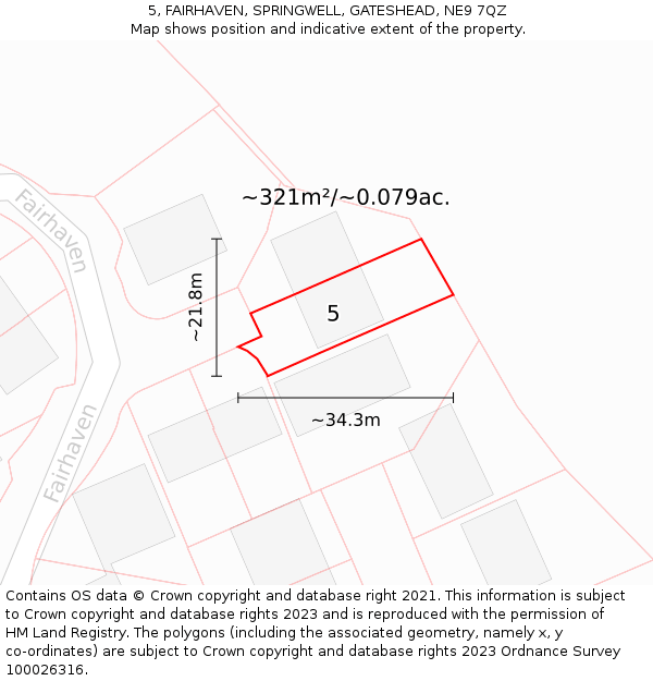 5, FAIRHAVEN, SPRINGWELL, GATESHEAD, NE9 7QZ: Plot and title map