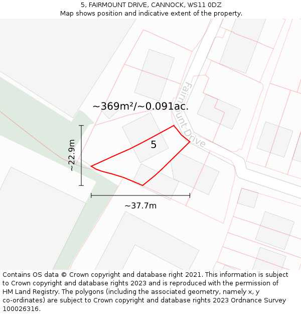 5, FAIRMOUNT DRIVE, CANNOCK, WS11 0DZ: Plot and title map