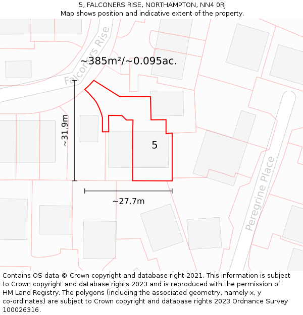 5, FALCONERS RISE, NORTHAMPTON, NN4 0RJ: Plot and title map