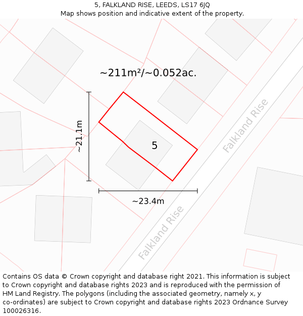 5, FALKLAND RISE, LEEDS, LS17 6JQ: Plot and title map