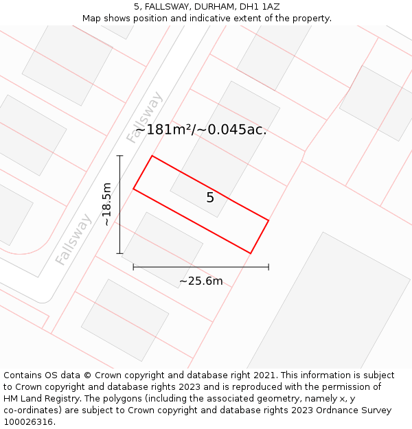 5, FALLSWAY, DURHAM, DH1 1AZ: Plot and title map