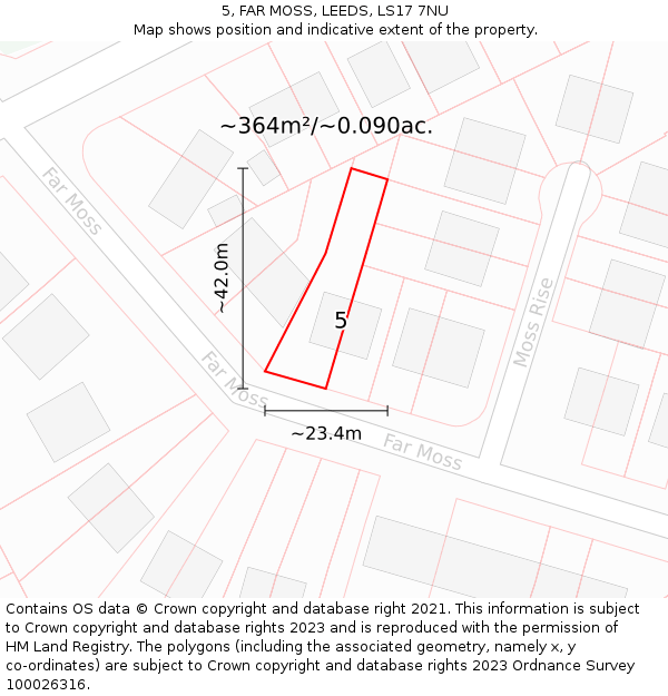 5, FAR MOSS, LEEDS, LS17 7NU: Plot and title map