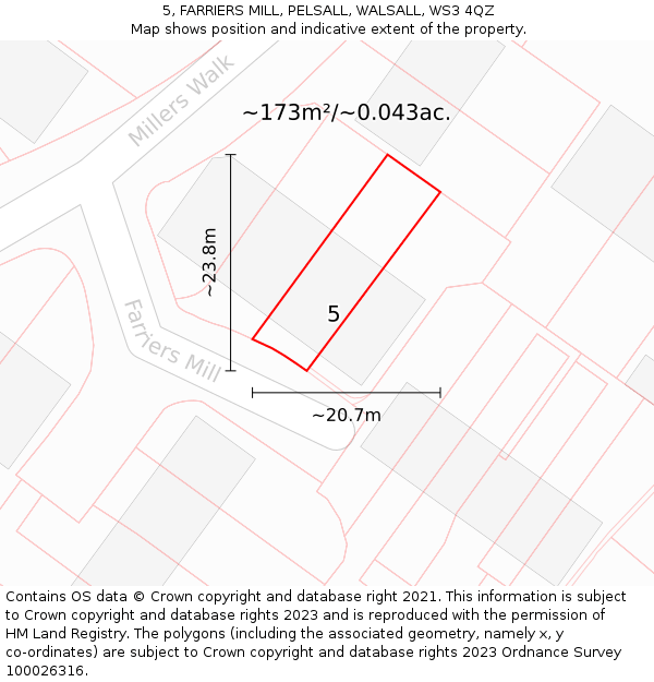 5, FARRIERS MILL, PELSALL, WALSALL, WS3 4QZ: Plot and title map