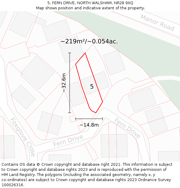 5, FERN DRIVE, NORTH WALSHAM, NR28 9XQ: Plot and title map