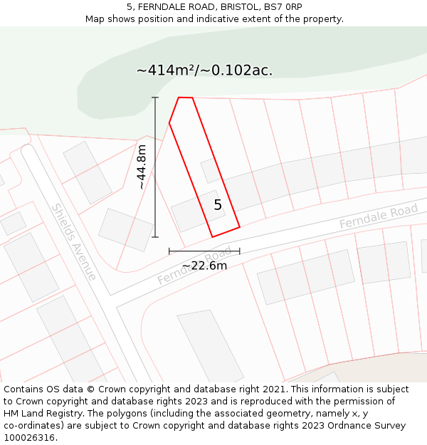 5, FERNDALE ROAD, BRISTOL, BS7 0RP: Plot and title map