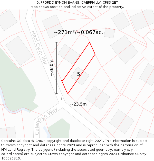 5, FFORDD EYNON EVANS, CAERPHILLY, CF83 2ET: Plot and title map