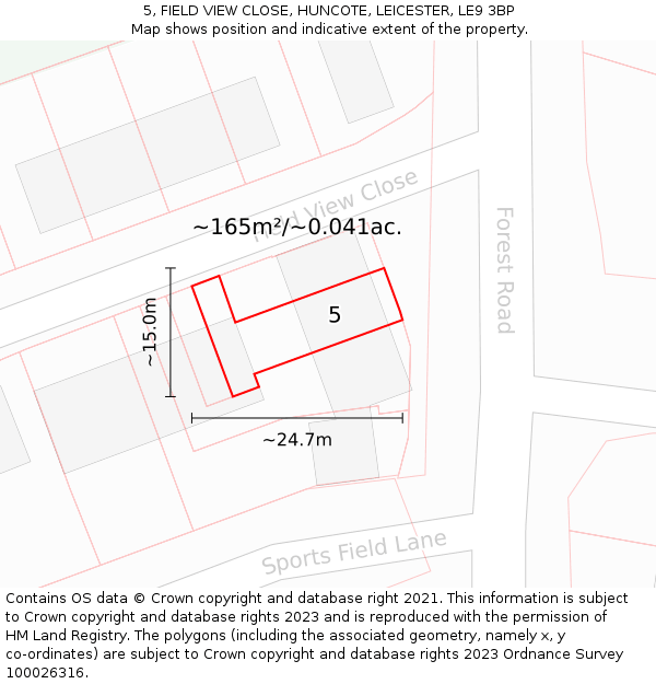 5, FIELD VIEW CLOSE, HUNCOTE, LEICESTER, LE9 3BP: Plot and title map