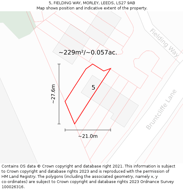 5, FIELDING WAY, MORLEY, LEEDS, LS27 9AB: Plot and title map