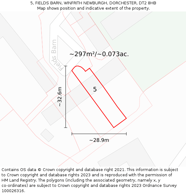 5, FIELDS BARN, WINFRITH NEWBURGH, DORCHESTER, DT2 8HB: Plot and title map