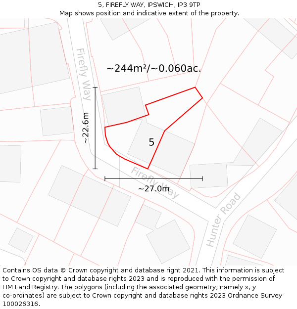 5, FIREFLY WAY, IPSWICH, IP3 9TP: Plot and title map