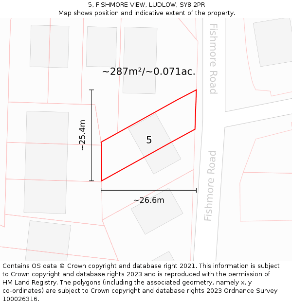 5, FISHMORE VIEW, LUDLOW, SY8 2PR: Plot and title map