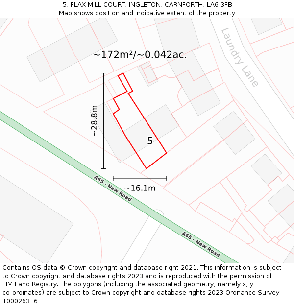 5, FLAX MILL COURT, INGLETON, CARNFORTH, LA6 3FB: Plot and title map