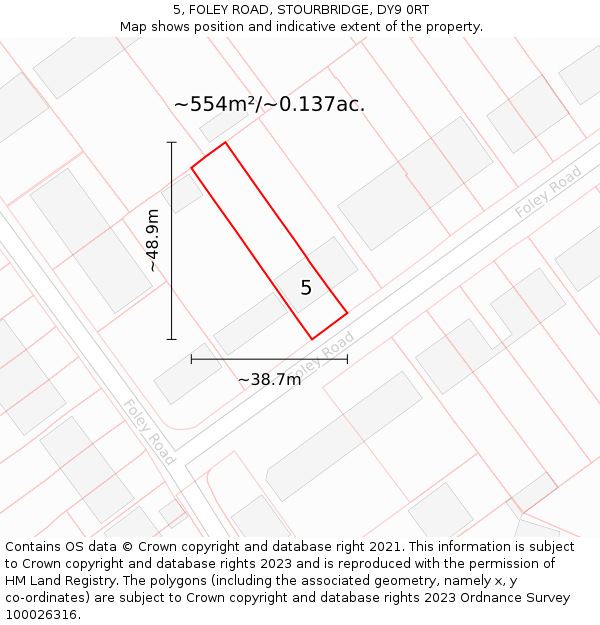 5, FOLEY ROAD, STOURBRIDGE, DY9 0RT: Plot and title map
