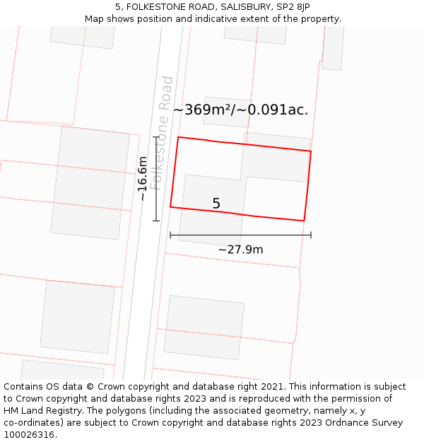5, FOLKESTONE ROAD, SALISBURY, SP2 8JP: Plot and title map