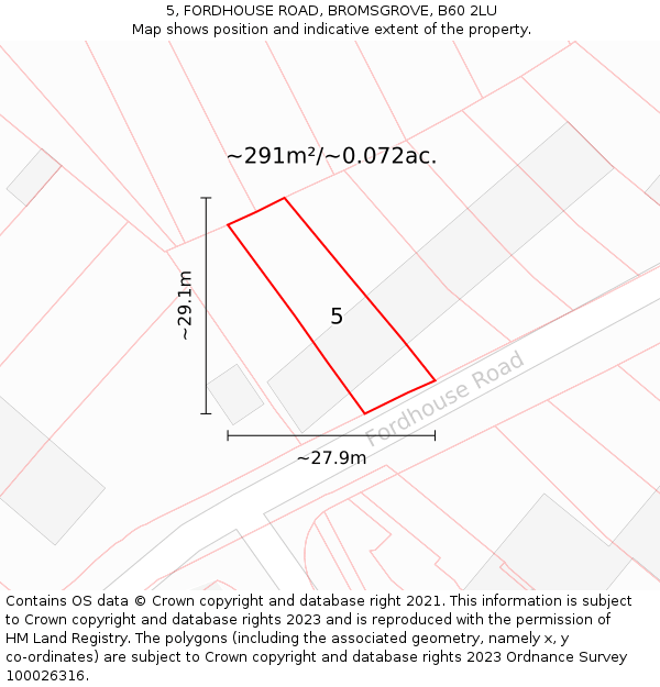 5, FORDHOUSE ROAD, BROMSGROVE, B60 2LU: Plot and title map
