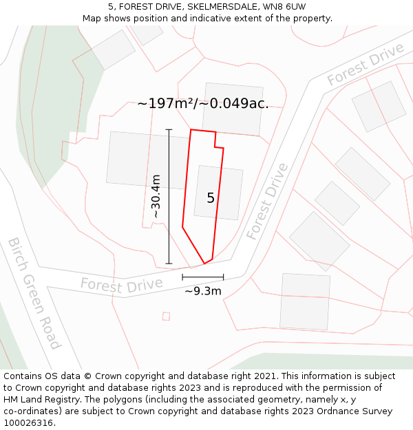 5, FOREST DRIVE, SKELMERSDALE, WN8 6UW: Plot and title map