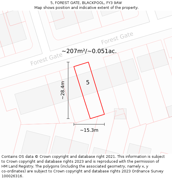 5, FOREST GATE, BLACKPOOL, FY3 9AW: Plot and title map