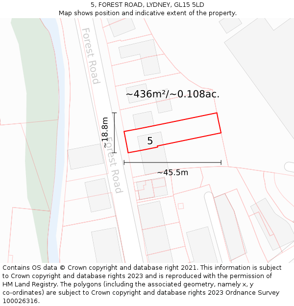 5, FOREST ROAD, LYDNEY, GL15 5LD: Plot and title map