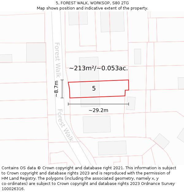 5, FOREST WALK, WORKSOP, S80 2TG: Plot and title map