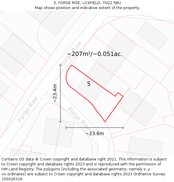 5, FORGE RISE, UCKFIELD, TN22 5BU: Plot and title map