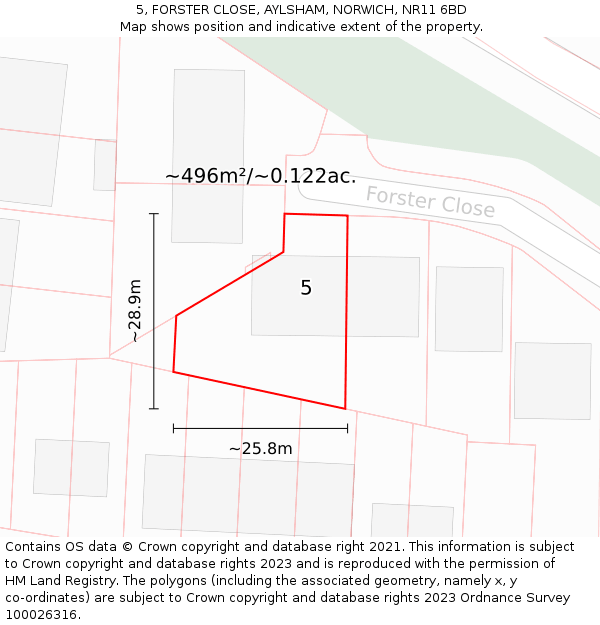 5, FORSTER CLOSE, AYLSHAM, NORWICH, NR11 6BD: Plot and title map