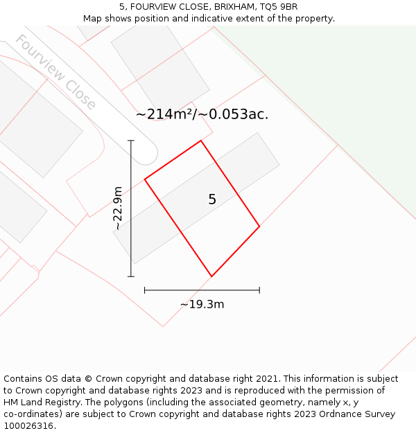 5, FOURVIEW CLOSE, BRIXHAM, TQ5 9BR: Plot and title map