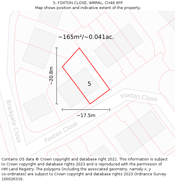 5, FOXTON CLOSE, WIRRAL, CH46 6FP: Plot and title map